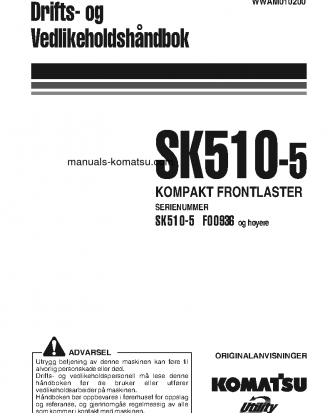 SK510-5(ITA) S/N F00936-UP Operation manual (Norwegian)