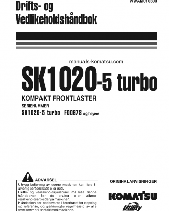 SK1020-5(ITA)-TURBO S/N F00678-UP Operation manual (Norwegian)