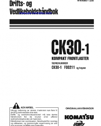 CK30-1(ITA) S/N F00211-UP Operation manual (Norwegian)