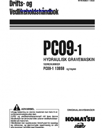 PC09-1(ITA) S/N 13959-UP Operation manual (Norwegian)