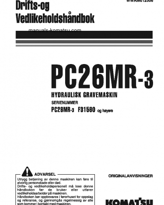 PC26MR-3(ITA) S/N F31560-UP Operation manual (Norwegian)