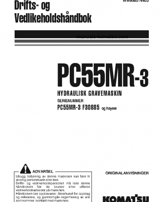 PC55MR-3(ITA) S/N F30885-UP Operation manual (Norwegian)