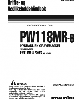 PW118MR-8(ITA) S/N F00342-UP Operation manual (Norwegian)
