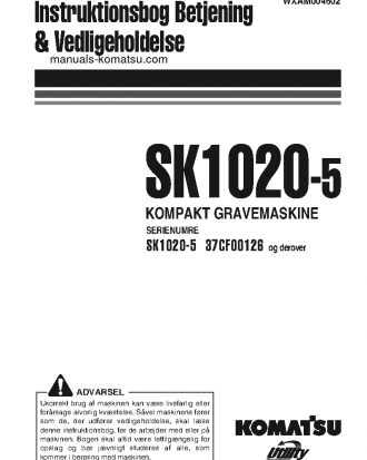 SK1020-5(ITA) S/N 37CF00126-37CF00137 Operation manual (Danish)
