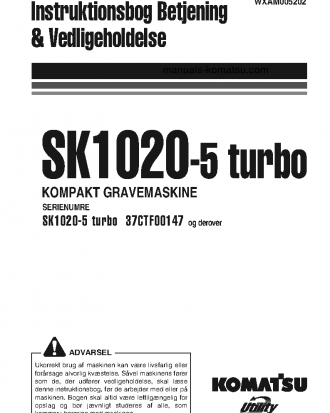 SK1020-5(ITA)-TURBO S/N 37CTF00147-37CTF00363 Operation manual (Danish)