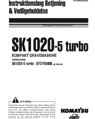 SK1020-5(ITA)-TURBO S/N 37CTF00655-UP Operation manual (Danish)