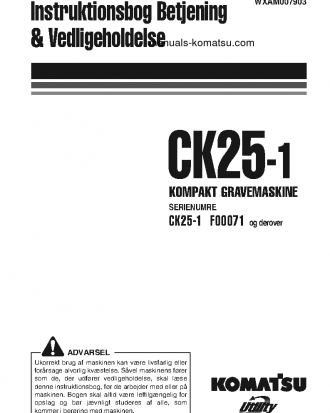 CK25-1(ITA) S/N F00071-UP Operation manual (Danish)