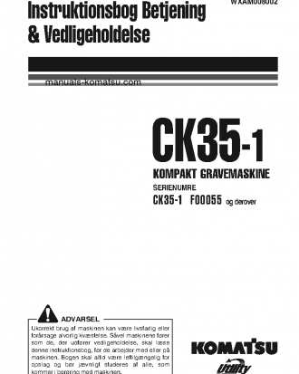 CK35-1(ITA) S/N F00055-F00072 Operation manual (Danish)