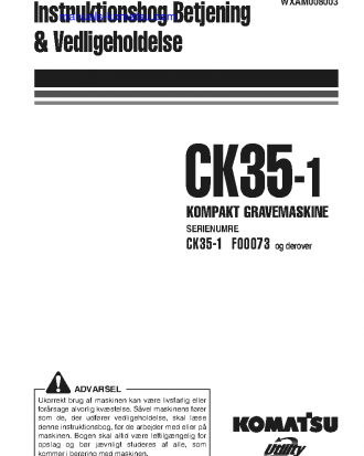 CK35-1(ITA) S/N F00073-UP Operation manual (Danish)
