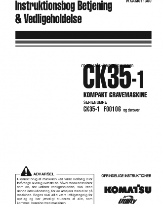 CK35-1(ITA) S/N F00106-UP Operation manual (Danish)