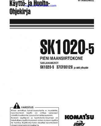SK1020-5(ITA) S/N 37CF00126-37CF00137 Operation manual (Finnish)