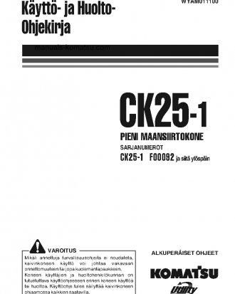 CK25-1(ITA) S/N F00092-UP Operation manual (Finnish)