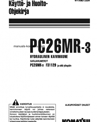 PC26MR-3(ITA) S/N F31129-UP Operation manual (Finnish)