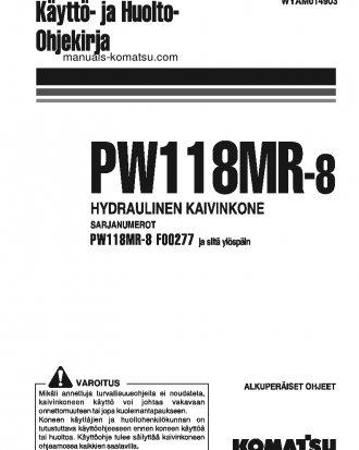 PW118MR-8(ITA) S/N F00277-UP Operation manual (Finnish)