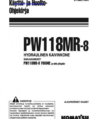 PW118MR-8(ITA) S/N F00342-UP Operation manual (Finnish)