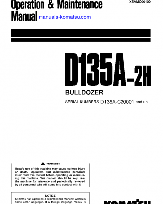 D135A-2(JPN)-H S/N C20001-UP Operation manual (English)