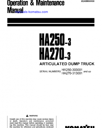 HA270-3(JPN) S/N 313001-UP Operation manual (English)
