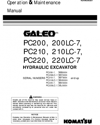 PC210LC-7(CHN)-MULTI-MONITOR S/N DBG0001-UP Operation manual (English)